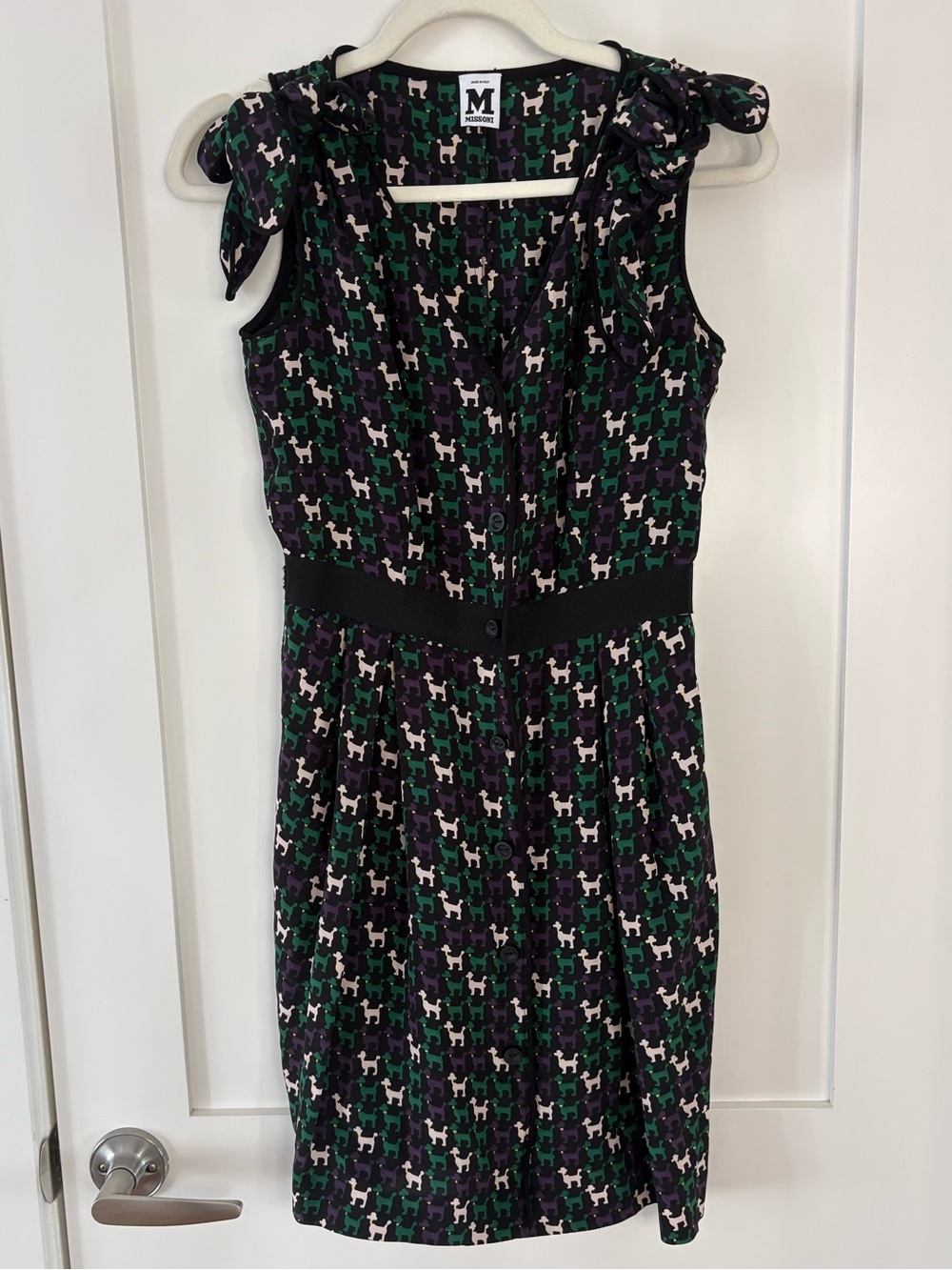 M Missoni Poodle Print Button Front Dress Green Purple Made Italy XS